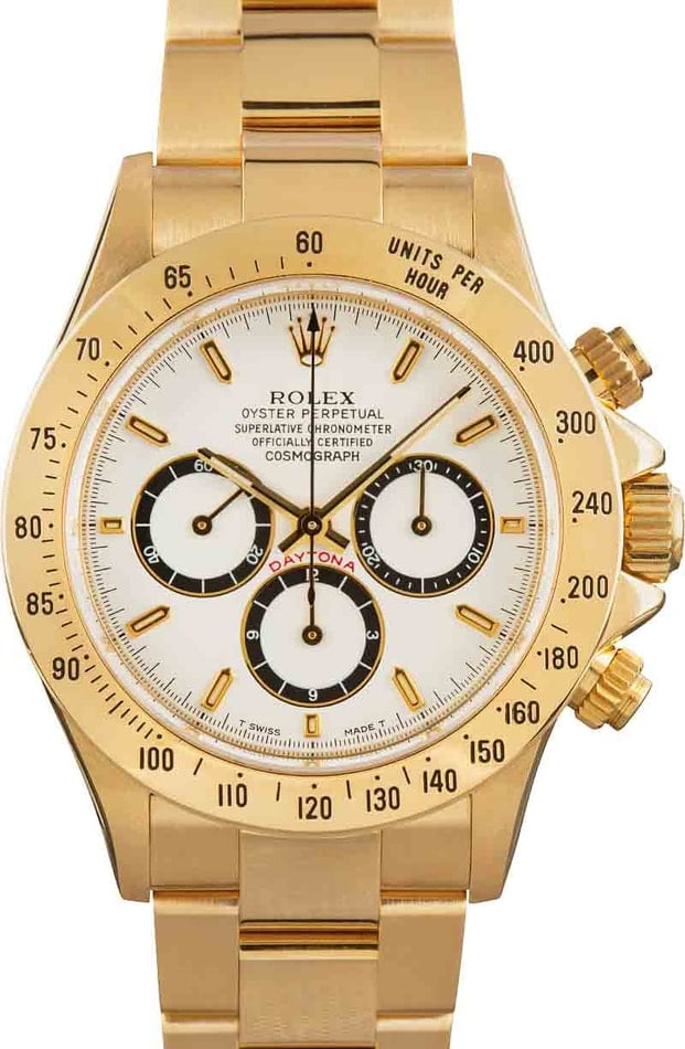 Rolex Daytona 16528 (Yellow Gold Oyster Bracelet, White Dial, White/Black Subdials)