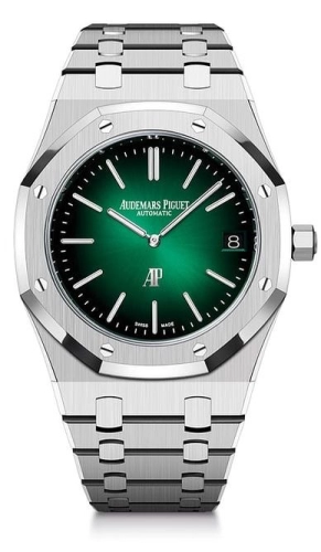 Audemars Piguet Royal Oak 39-16202PT.OO.1240PT.01 (Platinum Bracelet, Smoked-green Index Dial, Platinum Smooth Bezel)