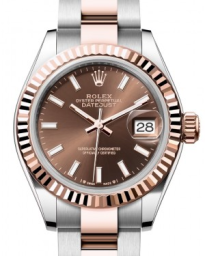 Rolex Lady-Datejust 28-279171 (Everose Rolesor Oyster Bracelet, Chocolate Index Dial, Fluted Bezel) (m279171-0018)