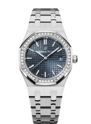 Audemars Piguet Royal Oak 34-77351ST.ZZ.1261ST.01 (Stainless Steel Bracelet, Grande Tapisserie Blue-grey Index Dial, Stainless Steel Diamond-set Bezel) (77351ST.ZZ.1261ST.01)