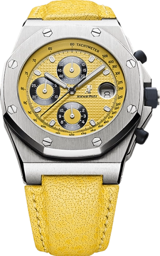 Audemars Piguet Royal Oak OffShore 42-25770ST.OO.D009XX.02 (Yellow Calfskin Strap, Petite Tapisserie Yellow Index Dial, Stainless Steel Smooth Bezel)