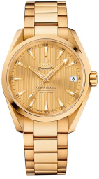 Omega Seamaster Aqua Terra 150M 38.5-231.50.39.21.08.001 (Yellow Gold Bracelet, Vertical-teak Champagne Index Dial, Yellow Gold Bezel) (Omega 231.50.39.21.08.001)