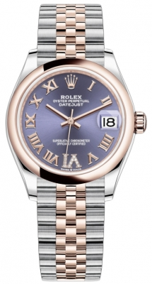 Rolex Datejust 31-278241 (Everose Rolesor Jubilee Bracelet, VI Diamond-set Aubergine Dial, Domed Bezel)
