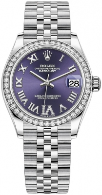 Rolex Datejust 31-278384RBR (Oystersteel Jubilee Bracelet, VI Diamond-set Aubergine Dial, Diamond Bezel)