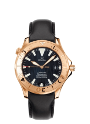 Omega Seamaster Diver 300M 41-2636.50.91 (Black Leather Strap, Wave-embossed Black Index Dial, Rotating Red Gold Bezel) (Omega 2636.50.91)