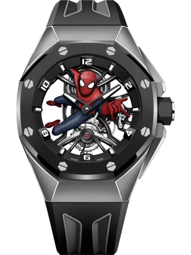 Audemars Piguet Royal Oak Concept 42-26631IO.OO.D002CA.01 (Black Rubber Strap, Spider-Man Openworked Dial, Black Ceramic Smooth Bezel)