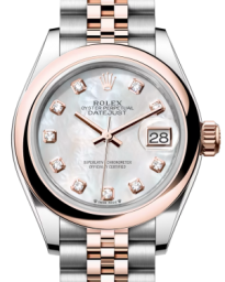 Rolex Lady-Datejust 28-279161 (Everose Rolesor Jubilee Bracelet, Gold Diamond-set White MOP Dial, Domed Bezel) (m279161-0013)