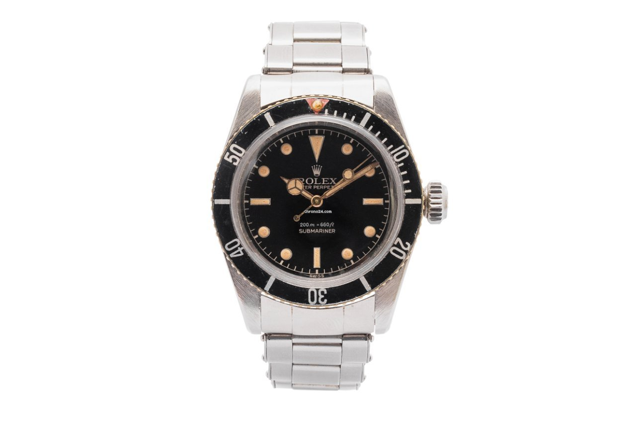 Rolex Submariner 38-6538 (Oystersteel Oyster Bracelet, Black Diver Dial, Black Aluminum Bezel)