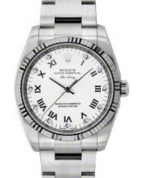 Rolex Air-King 34-114234 (Oystersteel Oyster Bracelet, Diamond-set White Roman Dial, Fluted Bezel)