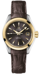 Omega Seamaster Aqua Terra 150M 30-231.23.30.20.06.002 (Brown Alligator Leather Strap, Vertical-teak Grey Index Dial, Yellow Gold Bezel) (Omega 231.23.30.20.06.002)