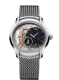 Audemars Piguet Millenary 39.5-77244BC.GG.1272BC.01 (White Gold Mesh Bracelet, Blue Aventurine Off-centred Index Disc Openworked Dial, Frosted White Gold Bezel) (77244BC.GG.1272BC.01)