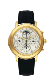 Audemars Piguet Jules Audemars 42-25866BA.OO.D002CR.02 (Black Alligator Leather Strap, Silver-toned Arabic Dial, Yellow Gold Smooth Bezel) (25866BA.OO.D002CR.02)