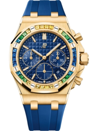 Audemars Piguet Royal Oak Offshore 37-26236BA.YY.D346CA.01 (Blue Rubber Strap, Lady Tapisserie Blue Index Dial, Baguette-cut Sapphire-set Bezel) (26236BA.YY.D346CA.01)