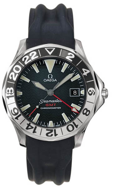 Omega Seamaster Diver 300M 41-2834.50.91 (Black Rubber Strap, Wave-embossed Black Index Dial, Rotating White/Black Ceramic Bezel)