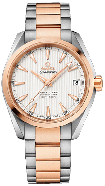 Omega Seamaster Aqua Terra 150M 38.5-231.20.39.21.02.001 (Red Gold & Stainless Steel Bracelet, Vertical-teak Silver-toned Index Dial, Red Gold Bezel)