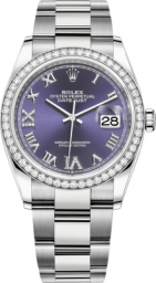 Rolex Datejust 36-126284RBR (Oystersteel Oyster Bracelet, VI IX Gold Diamond-set Aubergine Dial, Diamond Bezel) (m126284rbr-0014)