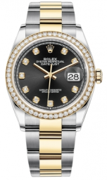 Rolex Datejust 36-126283RBR (Yellow Rolesor Oyster Bracelet, Gold Diamond-set Bright-black Dial, Diamond Bezel) (m126283rbr-0008)