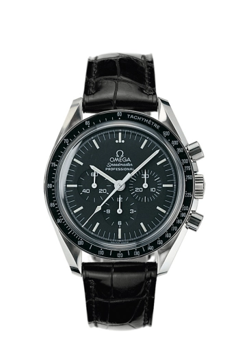 Omega Speedmaster Moonwatch 42-3872.50.31 (Black Alligator Leather Strap, Black Index Dial, Black Tachymeter Bezel)