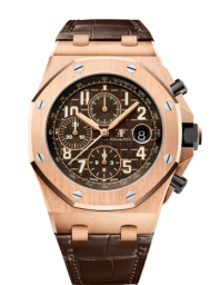 Audemars Piguet Royal Oak OffShore 42-26470OR.OO.A099CR.01 (Brown Alligator Leather Strap, Méga Tapisserie Brown Arabic Dial, Pink Gold Smooth Bezel) (26470OR.OO.A099CR.01)