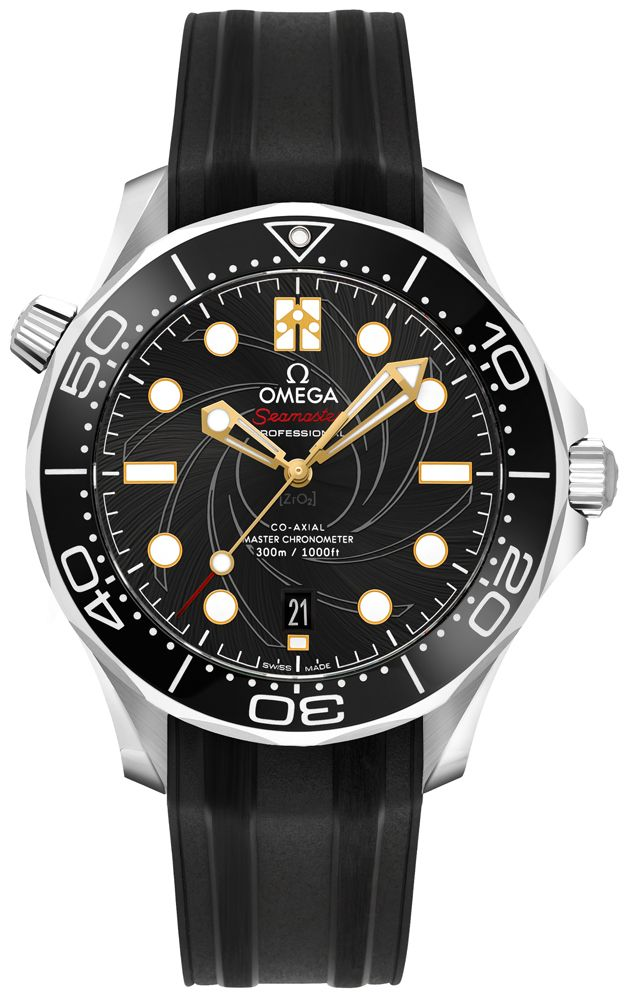 Omega Seamaster Diver 300M 42-210.22.42.20.01.003 (Black Rubber Strap, Ceramic Spiral-brushed Black Dot Index Dial, Rotating Black Ceramic Bezel)