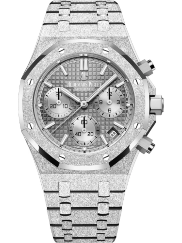 Audemars Piguet Royal Oak 41-26239BC.GG.1224BC.01 (Hammered White Gold Bracelet, Grande Tapisserie Grey Index Dial, Frosted White Gold Bezel)