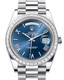 Rolex Day-Date 40-228396TBR (Platinum President Bracelet, Bright-blue Roman Dial, Diamond Bezel) (m228396tbr-0026)