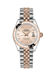 Rolex Datejust 31-278341RBR (Everose Rolesor Jubilee Bracelet, Gold Diamond-set Rosé Dial, Domed Diamond Bezel)