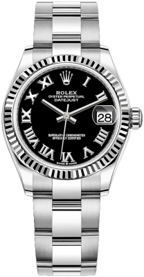 Rolex Datejust 31-278274 (Oystersteel Oyster Bracelet, Bright-black Roman Dial, Fluted Bezel)