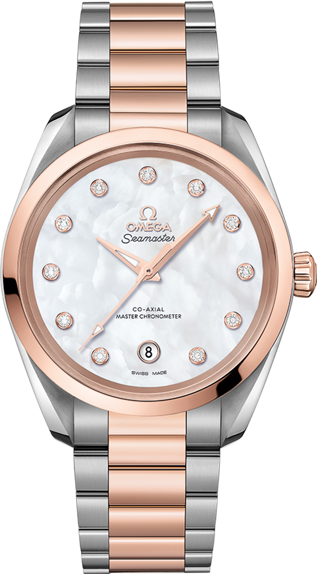 Omega Seamaster Aqua Terra 150M 38-220.20.38.20.55.001 (Stainless Steel & Sedna Gold Bracelet, White MOP Diamond Index Dial, Sedna Gold Bezel)