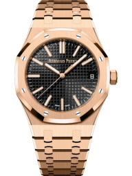 Audemars Piguet Royal Oak 41-15510OR.OO.1320OR.02 (Pink Gold Bracelet, Grande Tapisserie Black Index Dial, Pink Gold Smooth Bezel) (15510OR.OO.1320OR.02)