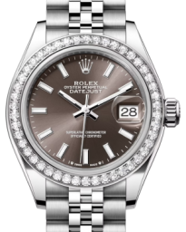 Rolex Lady-Datejust 28-279384RBR (Oystersteel Jubilee Bracelet, Dark-grey Index Dial, Diamond Bezel) (m279384rbr-0013)