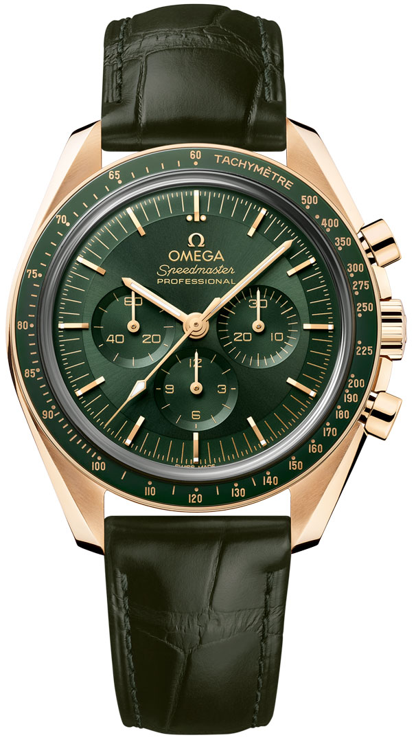 Omega Speedmaster Moonwatch 42-310.63.42.50.10.001 (Green Alligator Leather Strap, Sun-brushed Green Index Dial, Green Tachymeter Bezel)