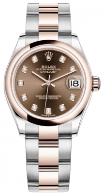 Rolex Datejust 31-278241 (Everose Rolesor Oyster Bracelet, Gold Diamond-set Chocolate Dial, Domed Bezel)