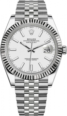 Rolex Datejust 41-126334 (Oystersteel Jubilee Bracelet, White Index Dial, Fluted Bezel)