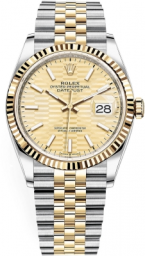 Rolex Datejust 36-126233 (Yellow Rolesor Jubilee Bracelet, Golden Fluted Index Dial, Fluted Bezel) (m126233-0039)