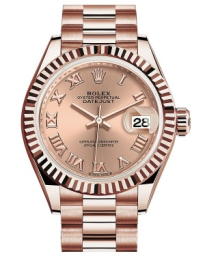 Rolex Lady-Datejust 28-279175 (Everose Gold President Bracelet, Rosé Roman Dial, Fluted Bezel) (m279175-0027)