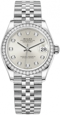 Rolex Datejust 31-278384RBR (Oystersteel Jubilee Bracelet, Gold Diamond-set Silver Dial, Diamond Bezel)