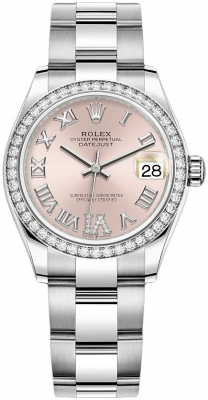 Rolex Datejust 31-278384RBR (Oystersteel Oyster Bracelet, VI Diamond-set Pink Dial, Diamond Bezel)