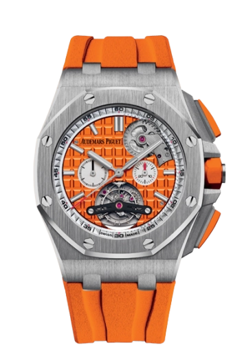 Audemars Piguet Royal Oak Offshore 44-26540ST.OO.A070CA.01 (Orange Rubber Strap, Méga Tapisserie Orange Index Dial, Stainless Steel Smooth Bezel)