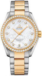 Omega Seamaster Aqua Terra 150M 38.5-231.25.39.21.55.002 (Yellow Gold & Stainless Steel Bracelet, White MOP Diamond Index Dial, Yellow Gold Diamond-set Bezel) (Omega 231.25.39.21.55.002)