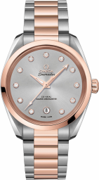 Omega Seamaster Aqua Terra 150M 38-220.20.38.20.56.002 (Stainless Steel & Sedna Gold Bracelet, Glossy Rhodium-grey Sunburst Diamond Index Dial, Sedna Gold Bezel) (Omega 220.20.38.20.56.002)