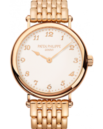 Patek Philippe Calatrava 34.6-7200/1R-001 (Rose Gold Bracelet, Silvery-grained Arabic Dial, Rose Gold Smooth Bezel) (7200/1R-001)