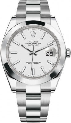 Rolex Datejust 41-126300 (Oystersteel Oyster Bracelet, White Index Dial, Smooth Bezel)