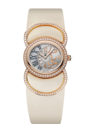 Audemars Piguet Millenary 28-77226OR.ZZ.A012SU.01 (Beige Technological-silk Strap, Silver Arabic/Roman Dial, Brilliant-cut Diamond-set Bezel) (77226OR.ZZ.A012SU.01)