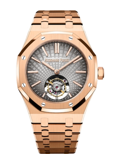 Audemars Piguet Royal Oak 41-26530OR.OO.1220OR.01 (Pink Gold Bracelet, Evolutive Tapisserie Smoked-grey Index Dial, Pink Gold Smooth Bezel)