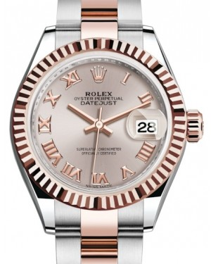 Rolex Lady-Datejust 28-279171 (Everose Rolesor Oyster Bracelet, Sundust Roman Dial, Fluted Bezel)