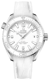 Omega Seamaster Planet Ocean 600M 39.5-215.33.40.20.04.001 (White Alligator Leather Strap, White Ceramic Arabic/Index Dial, Rotating White Ceramic Bezel) (Omega 215.33.40.20.04.001)