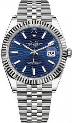 Rolex Datejust 41-126334 (Oystersteel Jubilee Bracelet, Bright-blue Fluted Index Dial, Fluted Bezel)