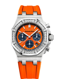 Audemars Piguet Royal Oak Offshore 37-26231ST.ZZ.D070CA.01 (Orange Rubber Strap, Lady Tapisserie Orange Index Dial, Brilliant-cut Diamond-set Bezel) (26231ST.ZZ.D070CA.01)