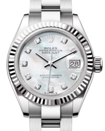 Rolex Lady-Datejust 28-279174 (Oystersteel Oyster Bracelet, Gold Diamond-set White MOP Dial, Fluted Bezel) (m279174-0010)